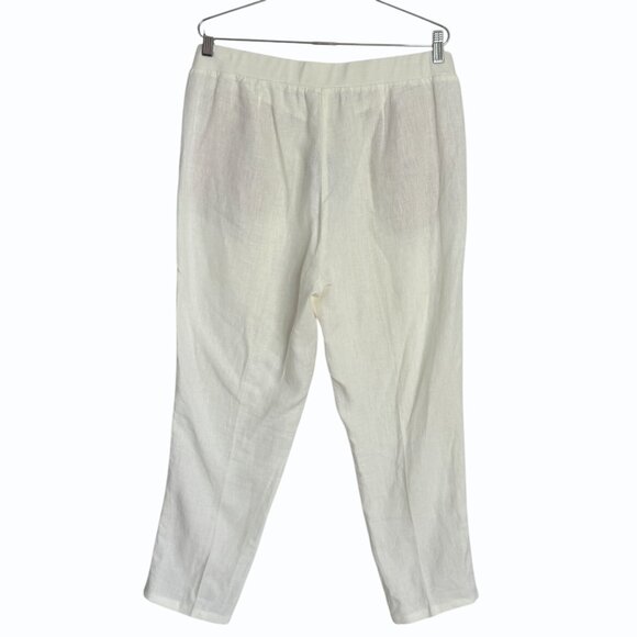 J. Jill Womens Love Linen Pants Size M Off White Ankle Beachy Summer Minimalist - Picture 5 of 11
